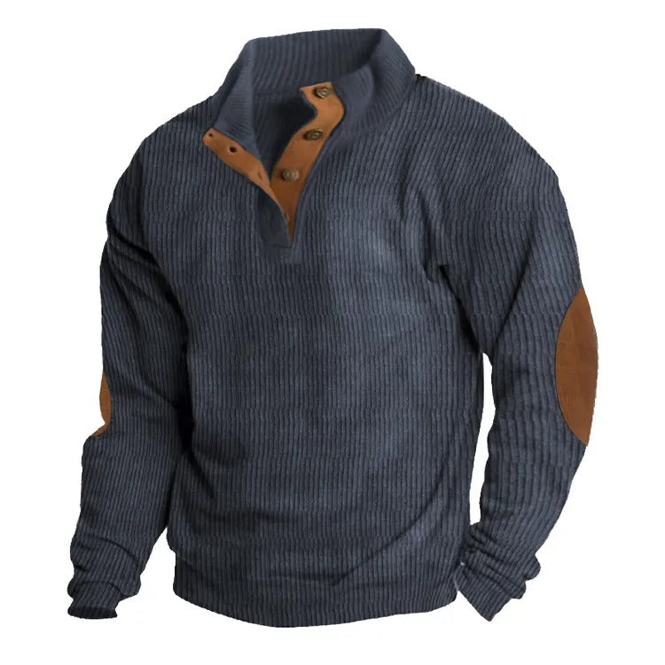 Men's Stand Collar Button Pullover