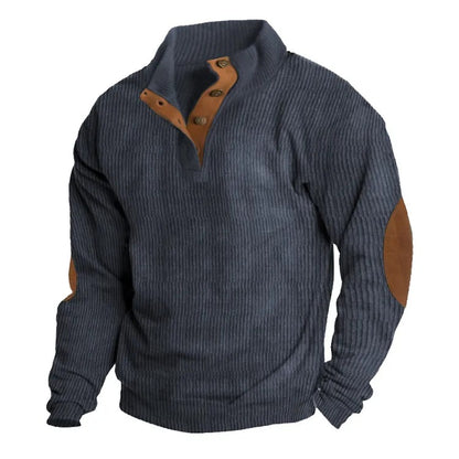Men's Stand Collar Button Pullover