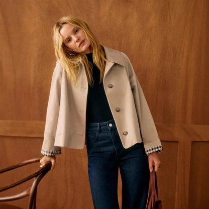 Women's Button-Front Cropped Jacket