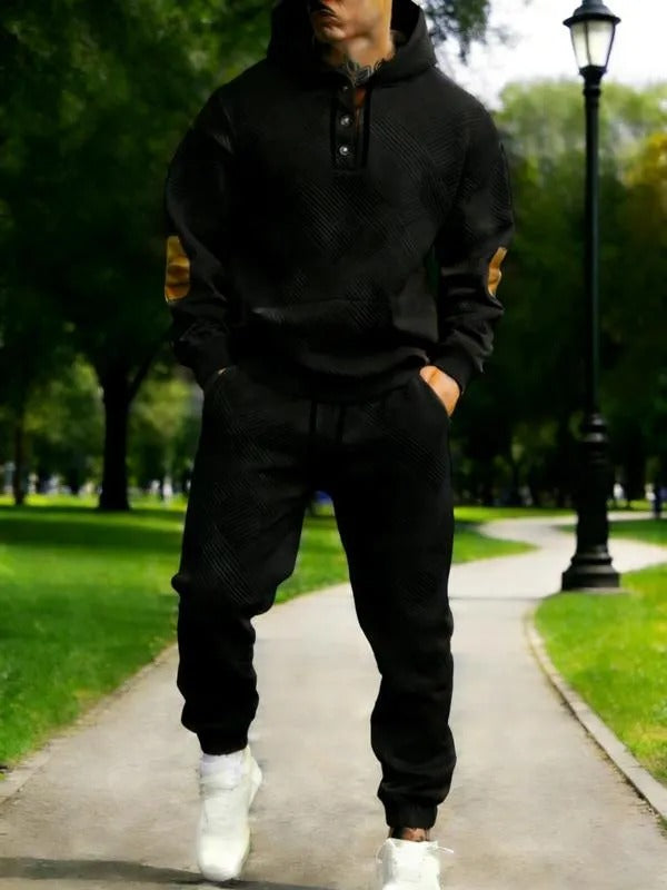 Men's Textured Hoodie and Sweatpants Set