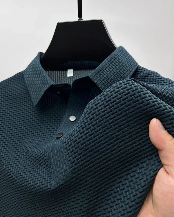 Men’s Textured Mesh Detail Polo Shirt