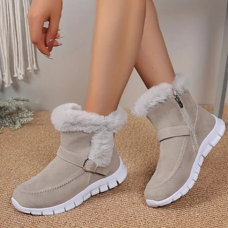Women's Ankle Boots with Buckle and Zipper