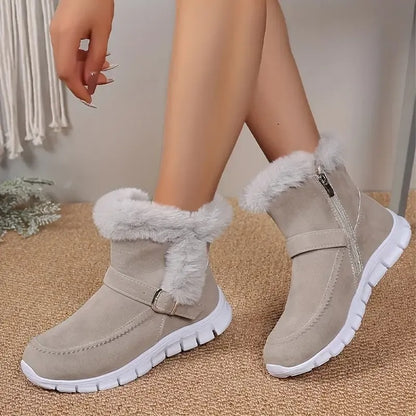 Women's Ankle Boots with Buckle and Zipper