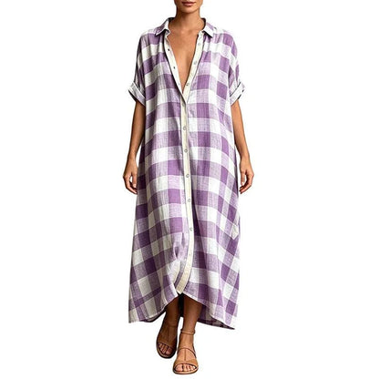 Women’s Check Button-Front Shirt Dress