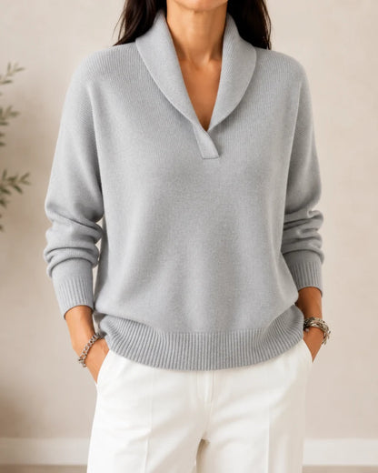 Women's V-Neck Collared Sweater