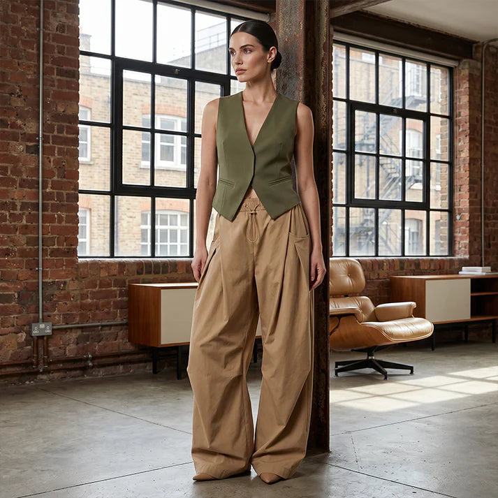 Women's Pleated Balloon Leg Drawstring Pants