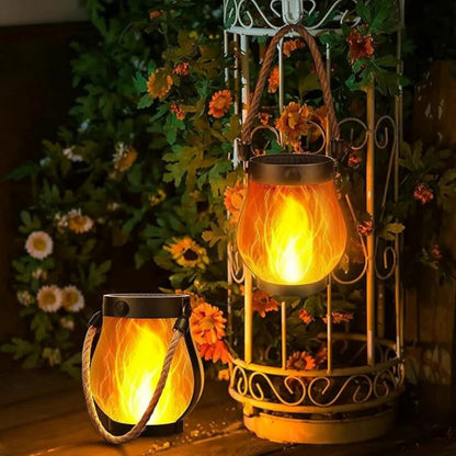 Solar Flame Effect Outdoor Lantern
