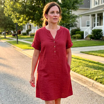 Women's Button Front Tunic Dress