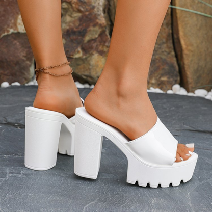 Chunky Platform Slide Heels