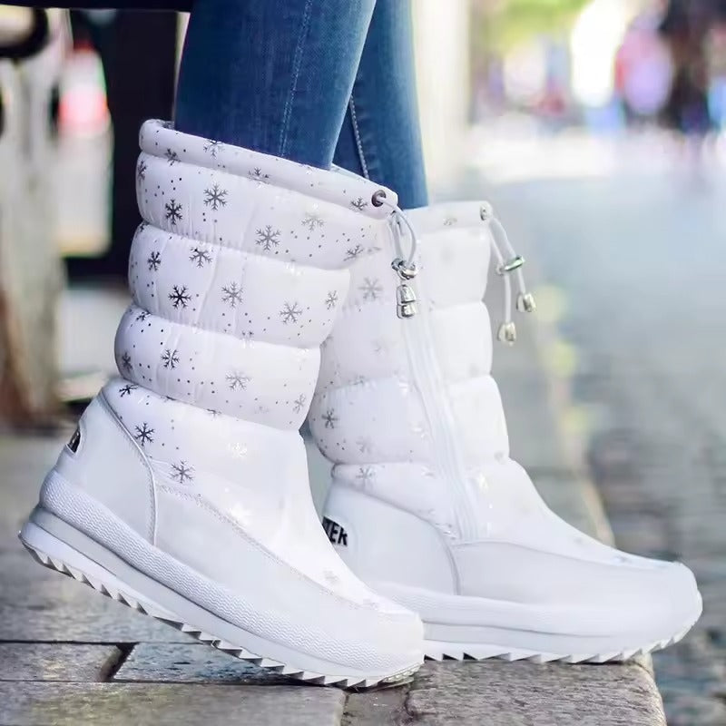 Women's Snowflake Print Mid-Calf Winter Boots
