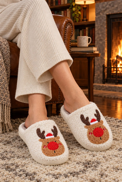 Unisex Reindeer Character House Slippers