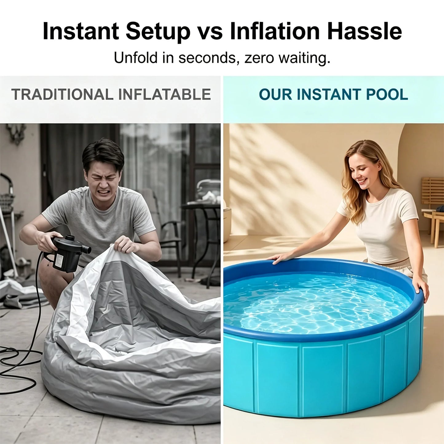 Large Foldable Non-Inflatable Wading Pool