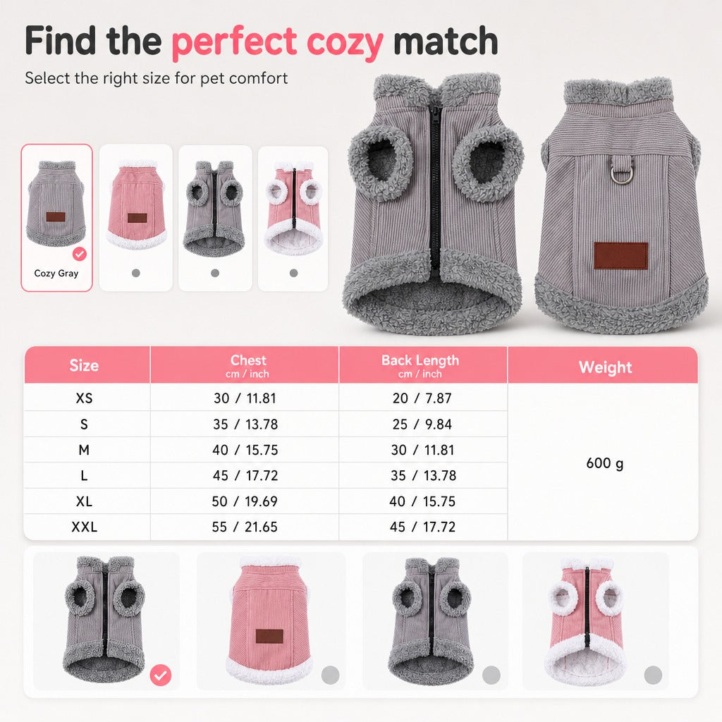 Pet Corduroy Vest with Fleece Trim