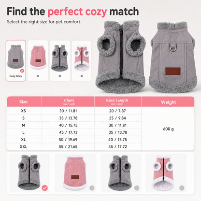 Pet Corduroy Vest with Fleece Trim