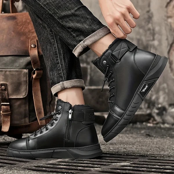 Men's Lace-Up Buckle Strap Boots