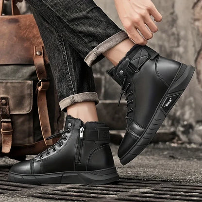 Men's Lace-Up Buckle Strap Boots