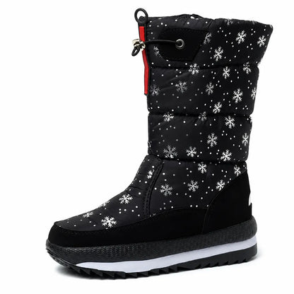 Women's Snowflake Print Mid-Calf Winter Boots