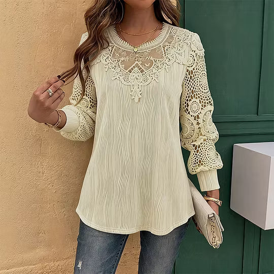Women's Lace-Detail Long-Sleeve Blouse