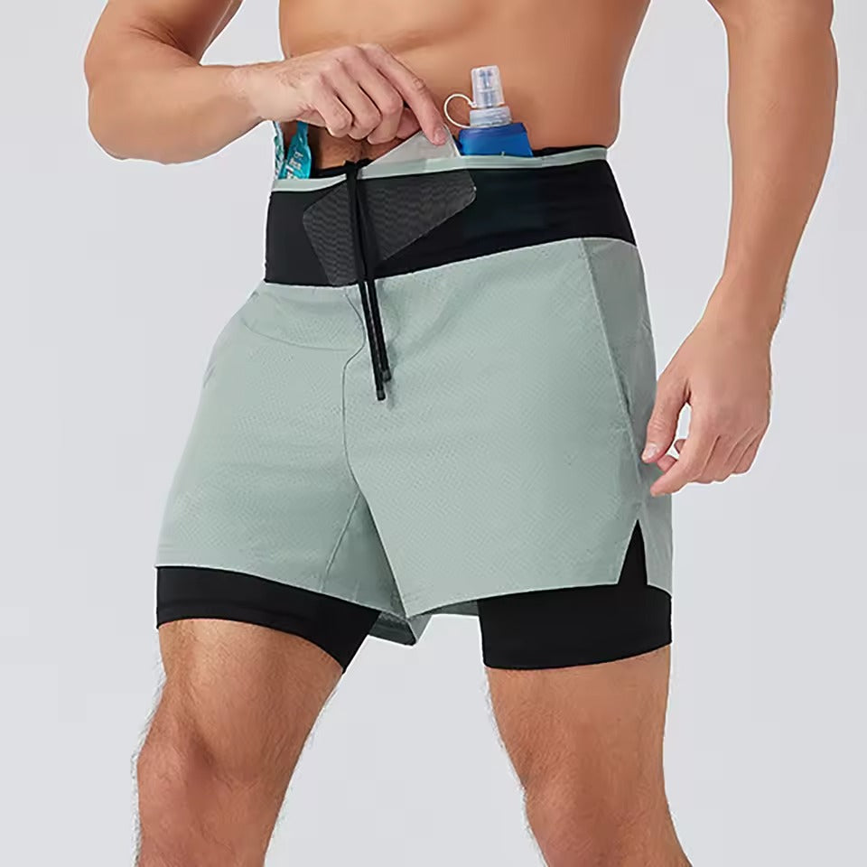 Men's Two-Layer Athletic Running Shorts