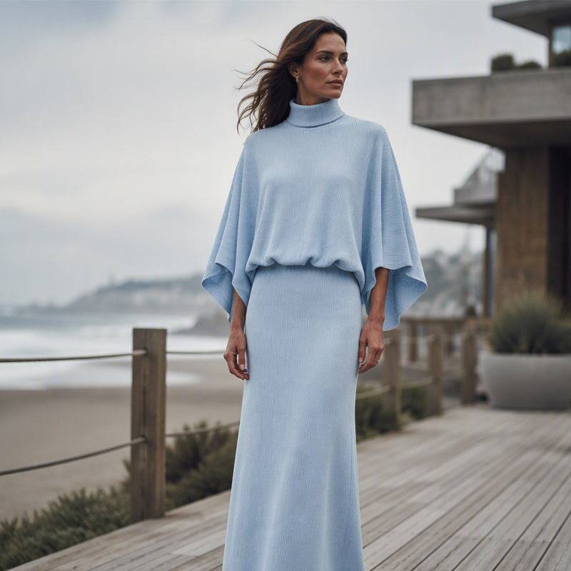 Women's Ribbed Two-Piece Top and Skirt Set
