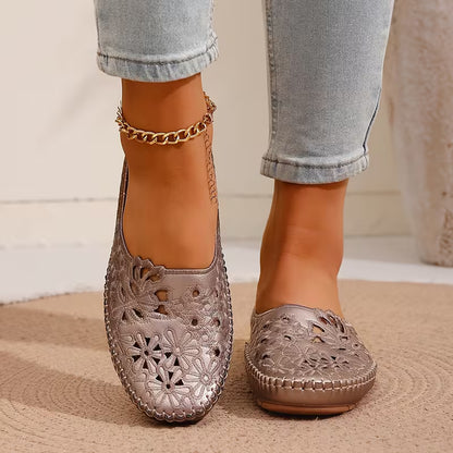 Women's Floral Cut-Out Mule Flats