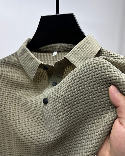 Men’s Textured Mesh Detail Polo Shirt