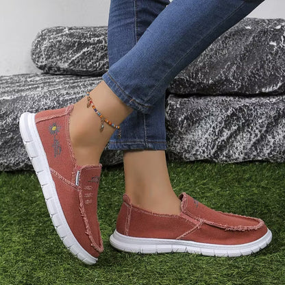 Women’s Embroidered Canvas Slip-On Shoes