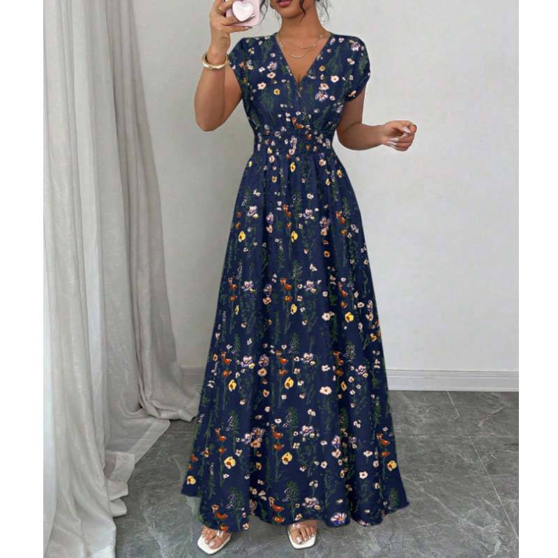 Women's Floral V-Neck Maxi Dress