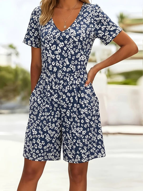 Women's Floral V-Neck Romper