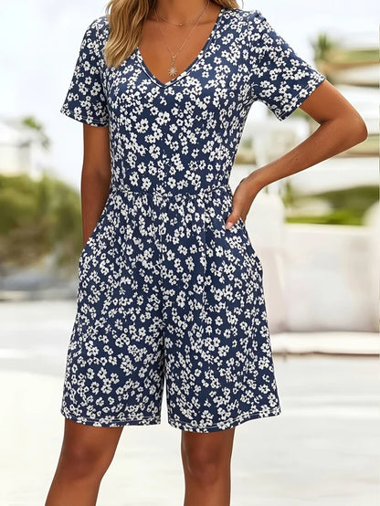 Women's Floral V-Neck Romper