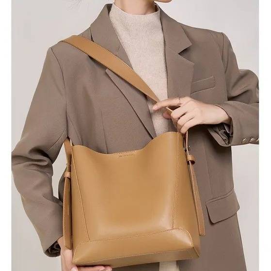Women's Leather-Look Bucket Shoulder Bag