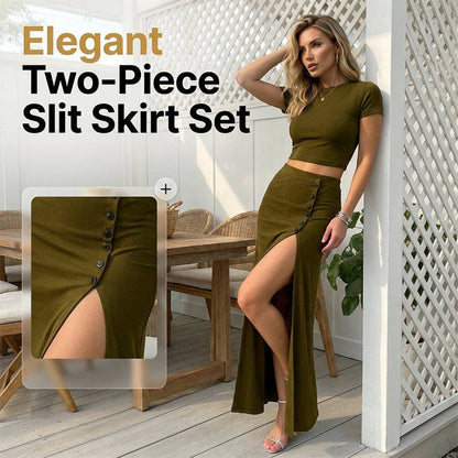 Women's Crop Top & High Slit Skirt Set