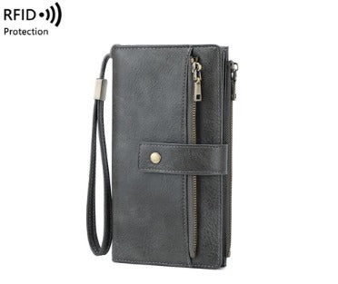 Women's Long Zip-Around Wallet With Wrist Strap