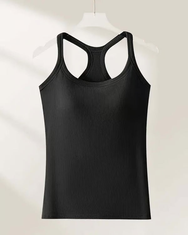 Women’s Ribbed Tank Top with Built-In Bra