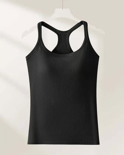 Women’s Ribbed Tank Top with Built-In Bra