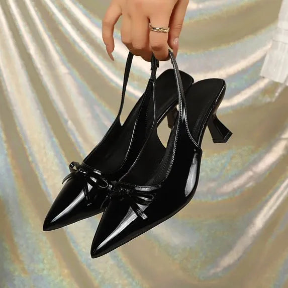 Women’s Glossy Bow Slingback Heels
