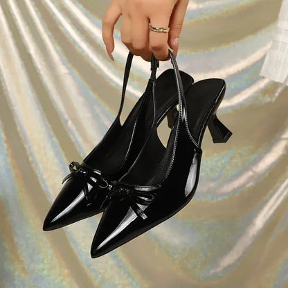 Women’s Glossy Bow Slingback Heels