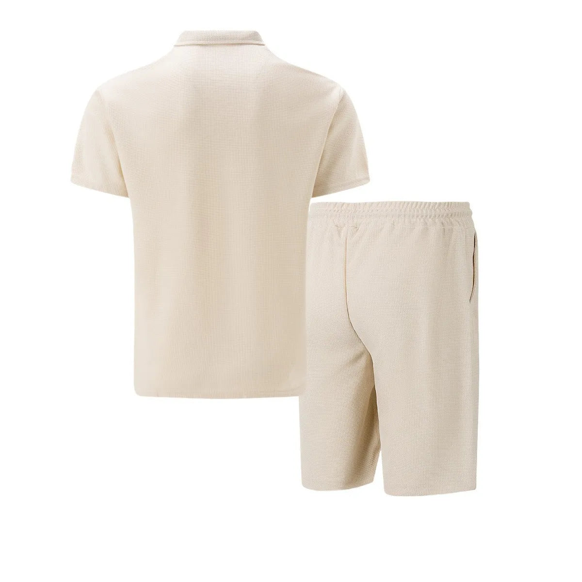 Men's Waffle Knit Polo Shirt & Shorts Set