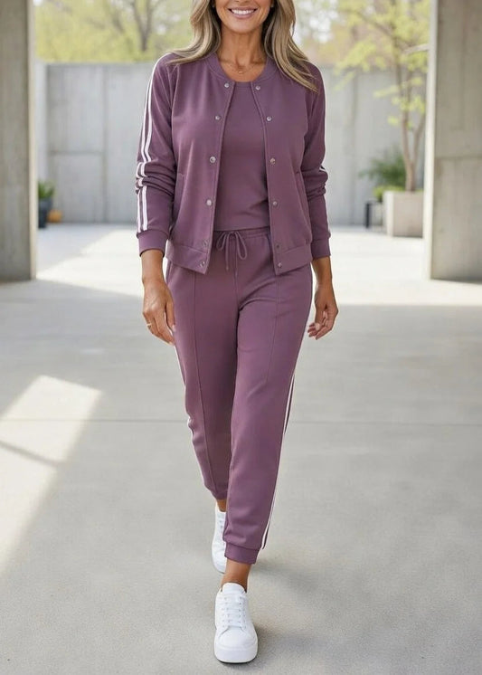 Women’s Casual Sport Stripe Jacket & Jogger Set