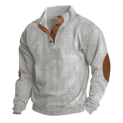 Men's Stand Collar Button Pullover