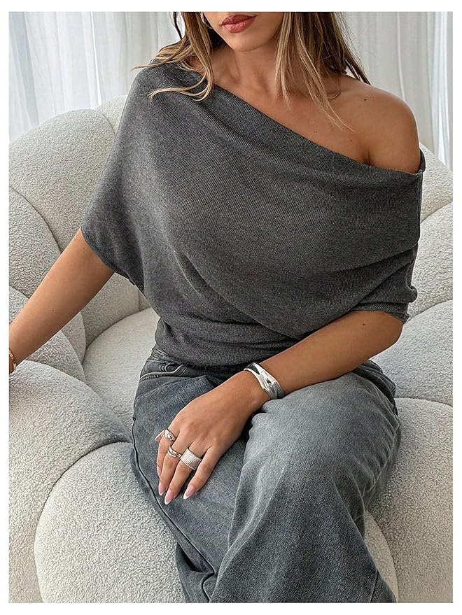 Women’s Draped Off-Shoulder Batwing Top