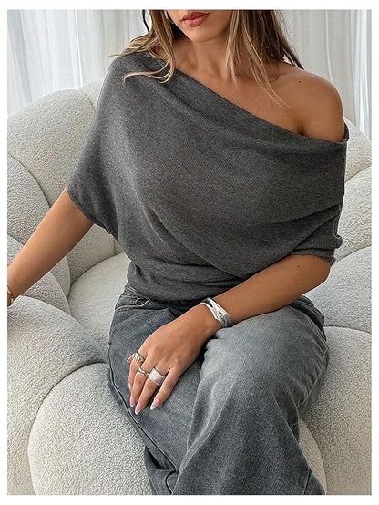 Women’s Draped Off-Shoulder Batwing Top
