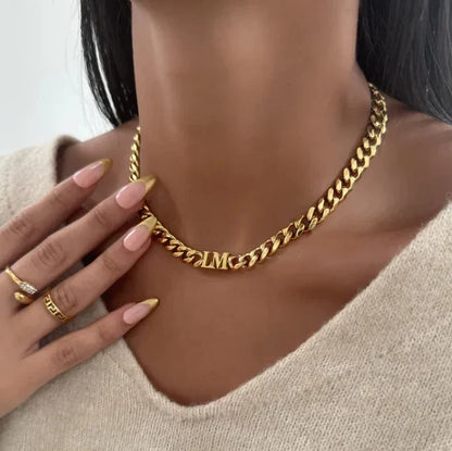 Women’s Personalized Two-Initial Cuban Chain Necklace