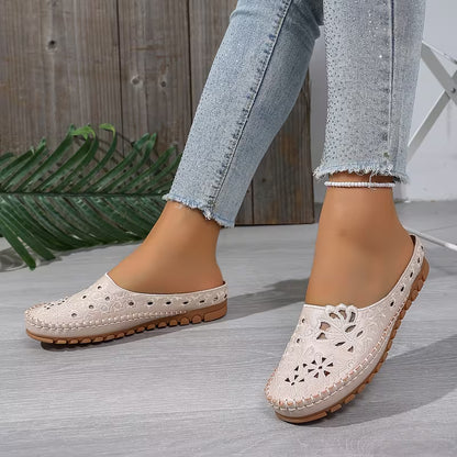 Women's Floral Cut-Out Mule Flats