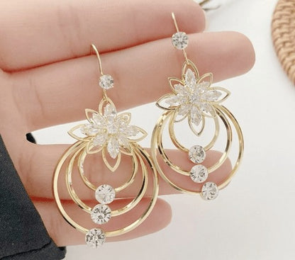 Women's Floral Crystal Drop Earrings