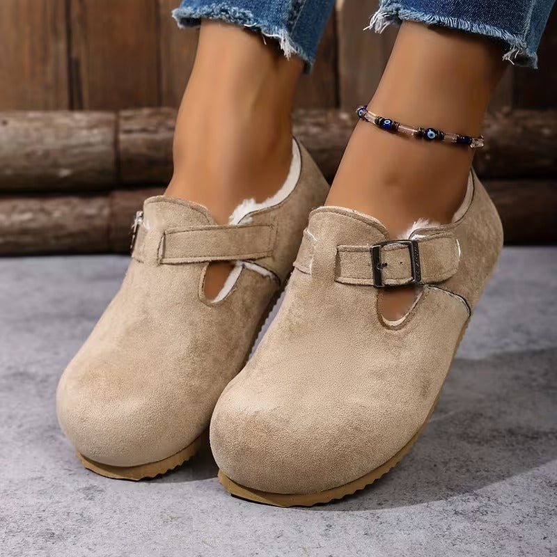 Women's Buckle Detail Lined Loafers