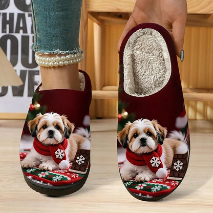 Women's Dog Print Slip-On Slippers