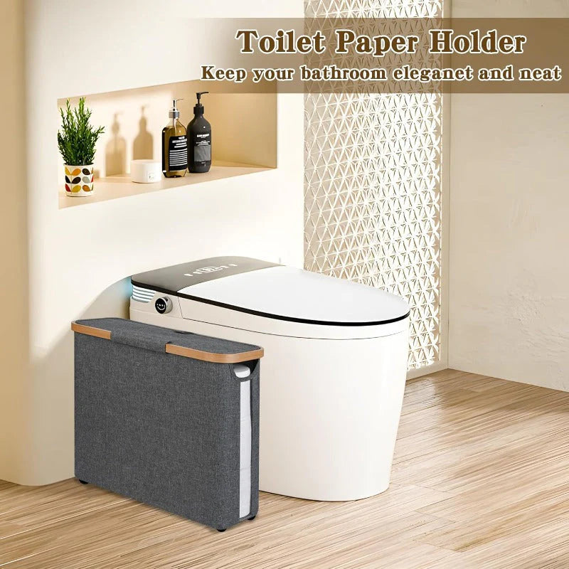 Foldable Toilet Paper Storage Basket with Lid