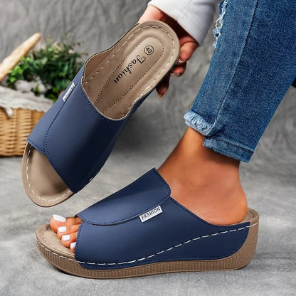 Women’s Leather-Effect Wedge Sandals