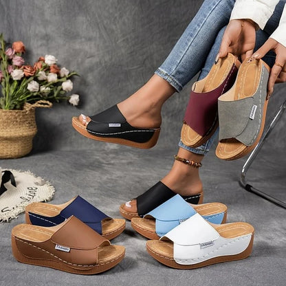 Women’s Leather-Effect Wedge Sandals